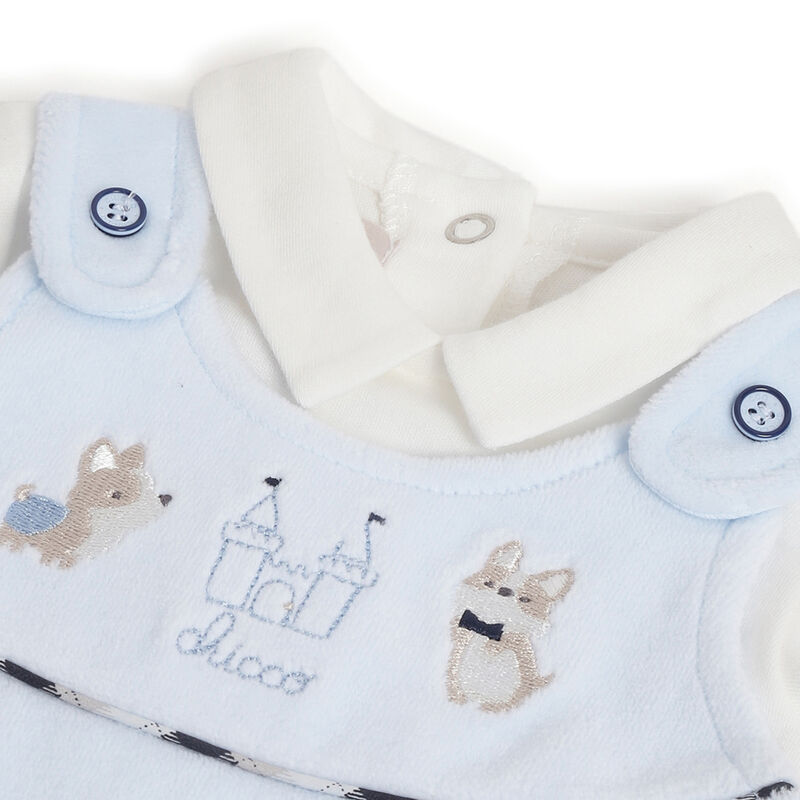 Boys Light Blue Solid Bodysuit With Babysuit image number 4